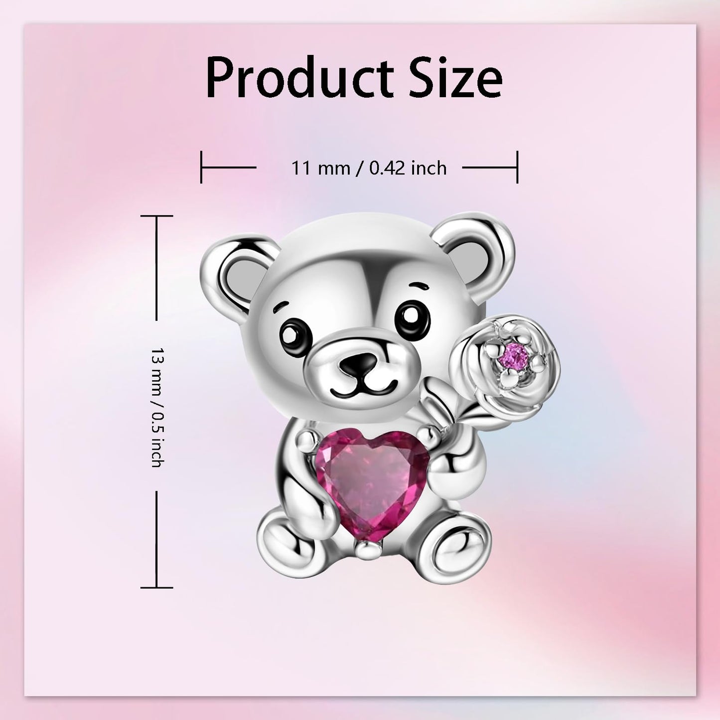 Alstade Hugging Heart Bear Charm 925 Sterling Silver Charms fits Bracelets and Necklace Pendant Bead Charms Jewelry Present for Women Family Friends