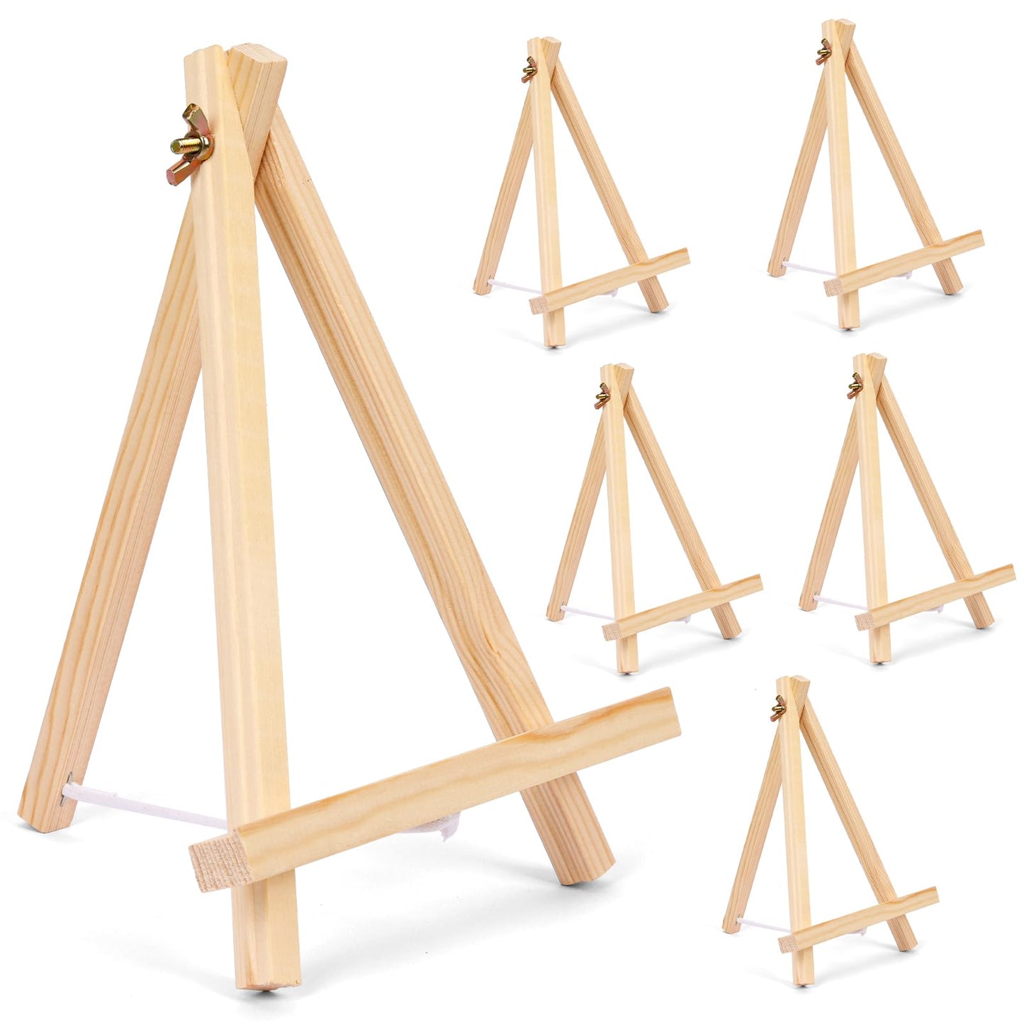 6 Pack 9 Inch Wood Easels for Painting Canvases Tabletop Painting Easels Art and Crafts Display Tripod for Artists Portable Canvas Photo Picture Sign Holder for Student