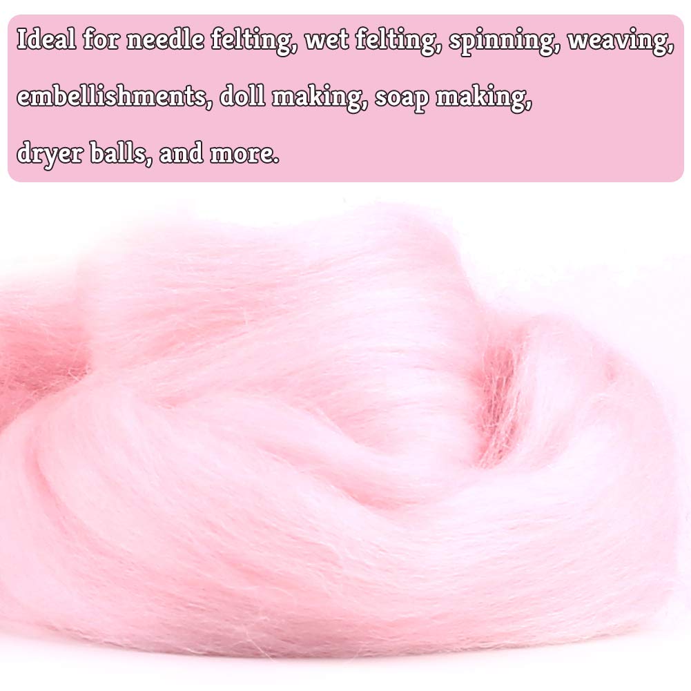 Wool Roving Bulk - 8.82oz Super Wool Chunky Yarn, Wool Roving Top for Needle Felting, Soft Felting Wool Supplies for Hand Spinning, Felting, Blending, Weaving and DIY Craft