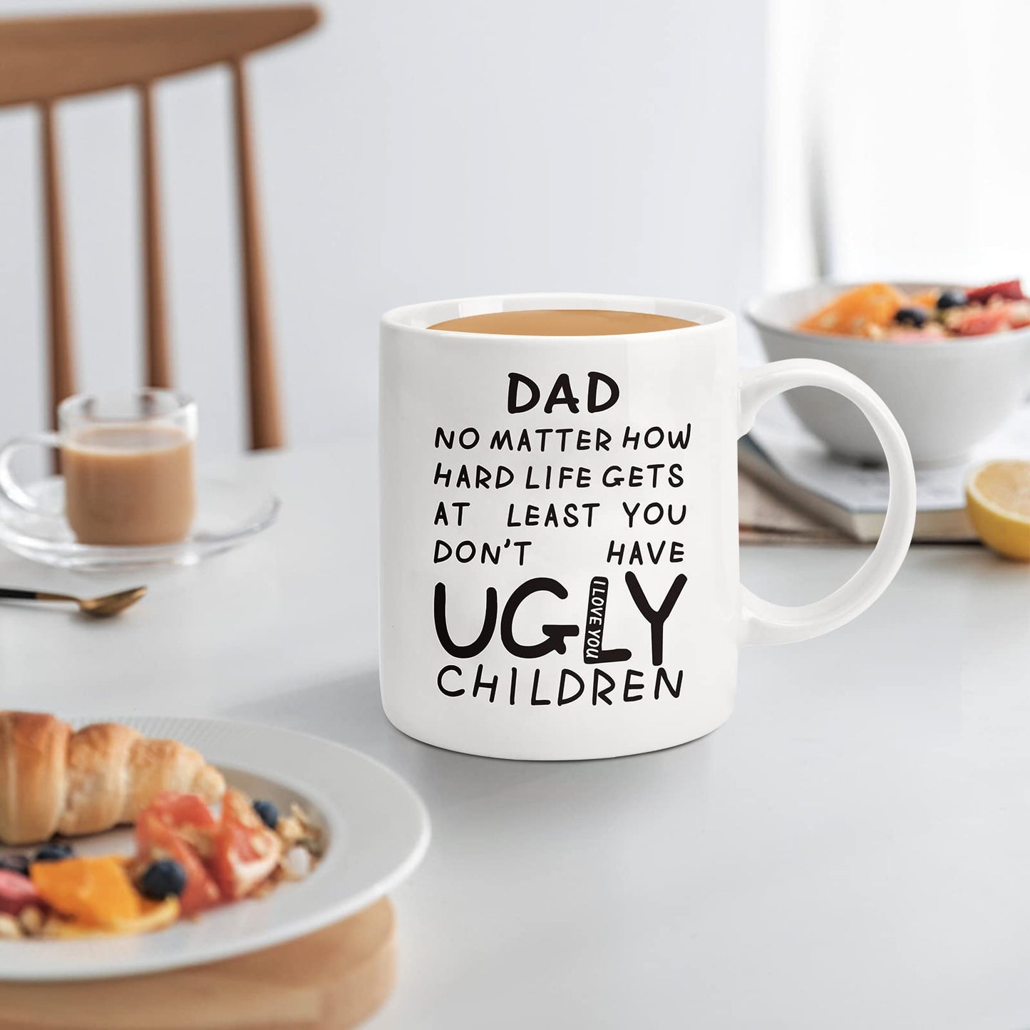Fathers Day Dad Gifts from Daughter Son - 11oz Funny Coffee Mug for Dad Husband from Wife Kids Unique Ceramic Cup Printed on Both Sides Personalized Birthday Father’s Day Presents for Daddy Stepfather