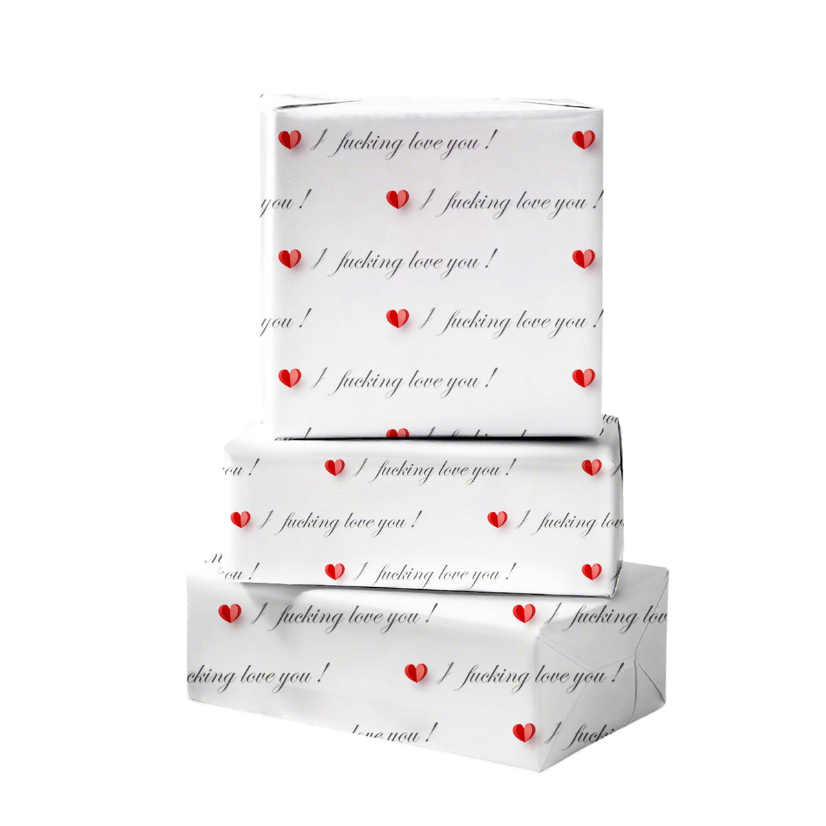 Cuitpan Funny Valentine's Day Wrapping Paper - I Fucking Love You Design for Anniversary,Wedding, Birthday, Party - 20 x 29 Inches, 6 Folded Sheets,Easy to Store