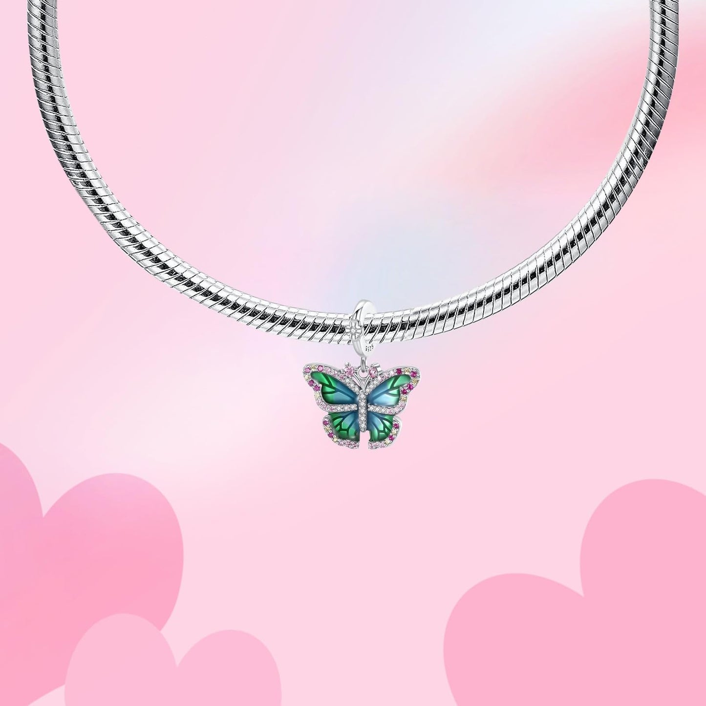 Alstade Spring Butterfly Charm 925 Sterling Silver Charms fits Bracelets and Necklace Pendant Bead Charms Jewelry Present for Women Family Friends