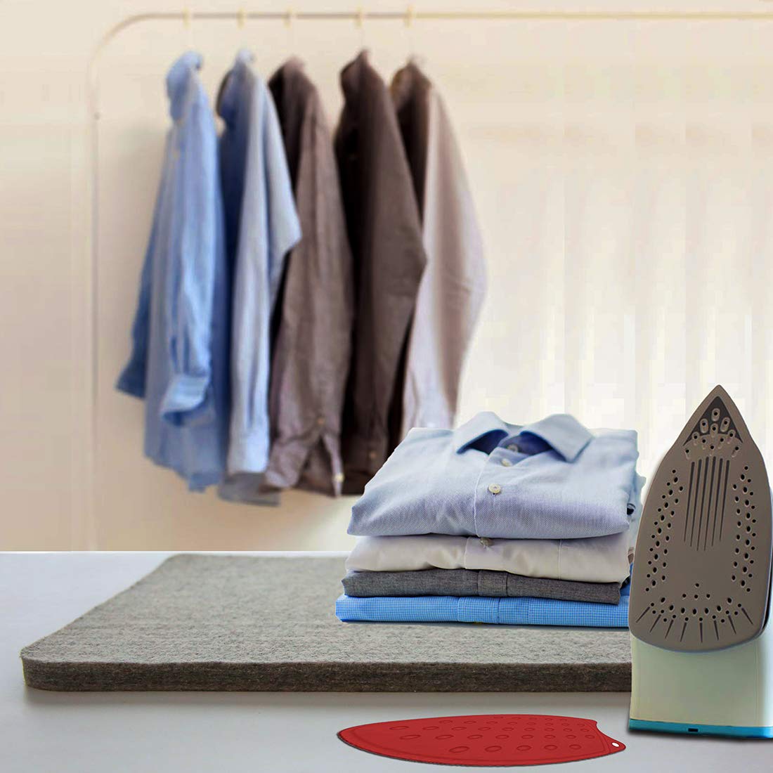 ZOMONETI 24" x 18" + 10" x 10" Wool Pressing Mat 100% New Zealand Felted Wool Ironing Mat Pad Blanket for Quilter, Sewing, Quilting Supplies and Notions