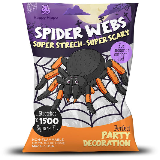 Halloween Spider Web Decoration, 1500 Sqare Feet & Plastic Spiders, Halloween Party Supplies, Spider Webs (Extra Large, 1500 Sq Feet)