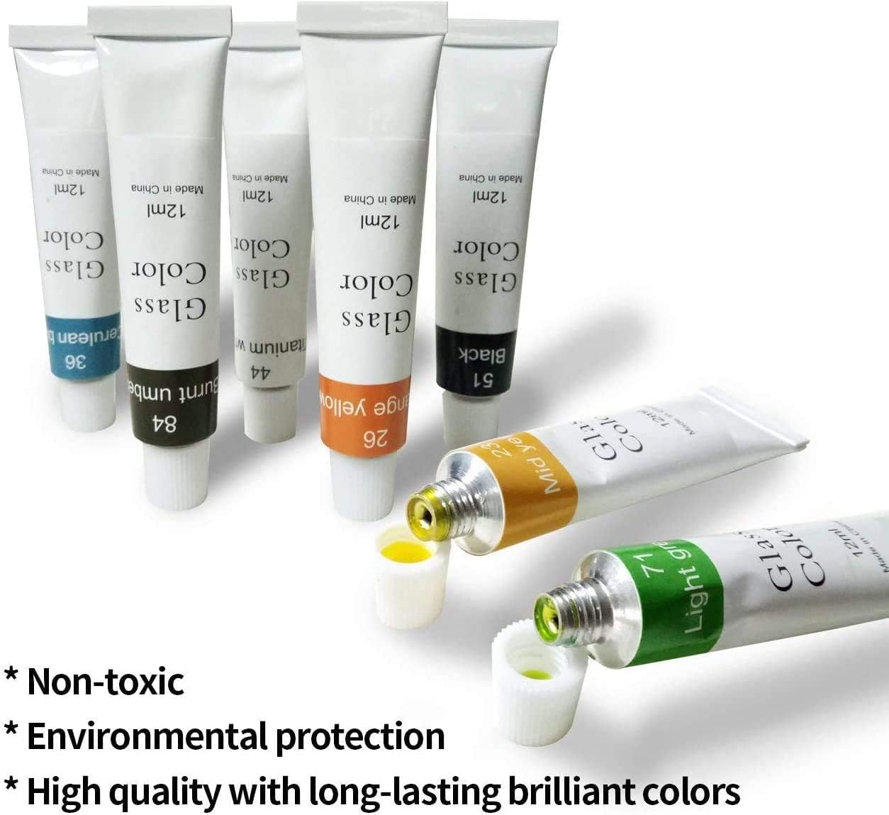 Magicdo Stained Glass Paint Kit with Palette,Transparent Glass Window Paint Acrylic Paint Set Great for Wine Bottle, Light Bulbs, Ceramic (12 Colors x 12ml)