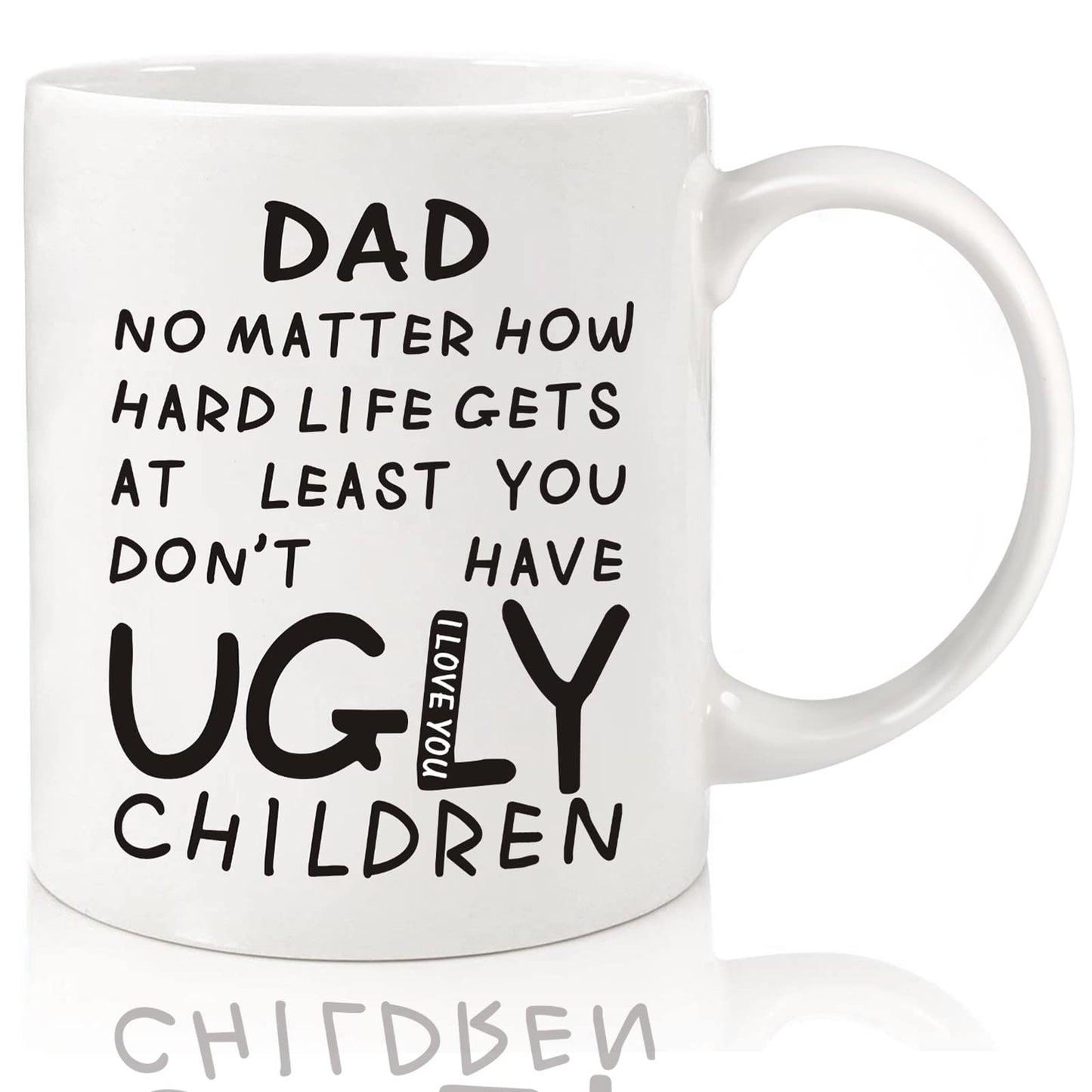 Fathers Day Dad Gifts from Daughter Son - 11oz Funny Coffee Mug for Dad Husband from Wife Kids Unique Ceramic Cup Printed on Both Sides Personalized Birthday Father’s Day Presents for Daddy Stepfather