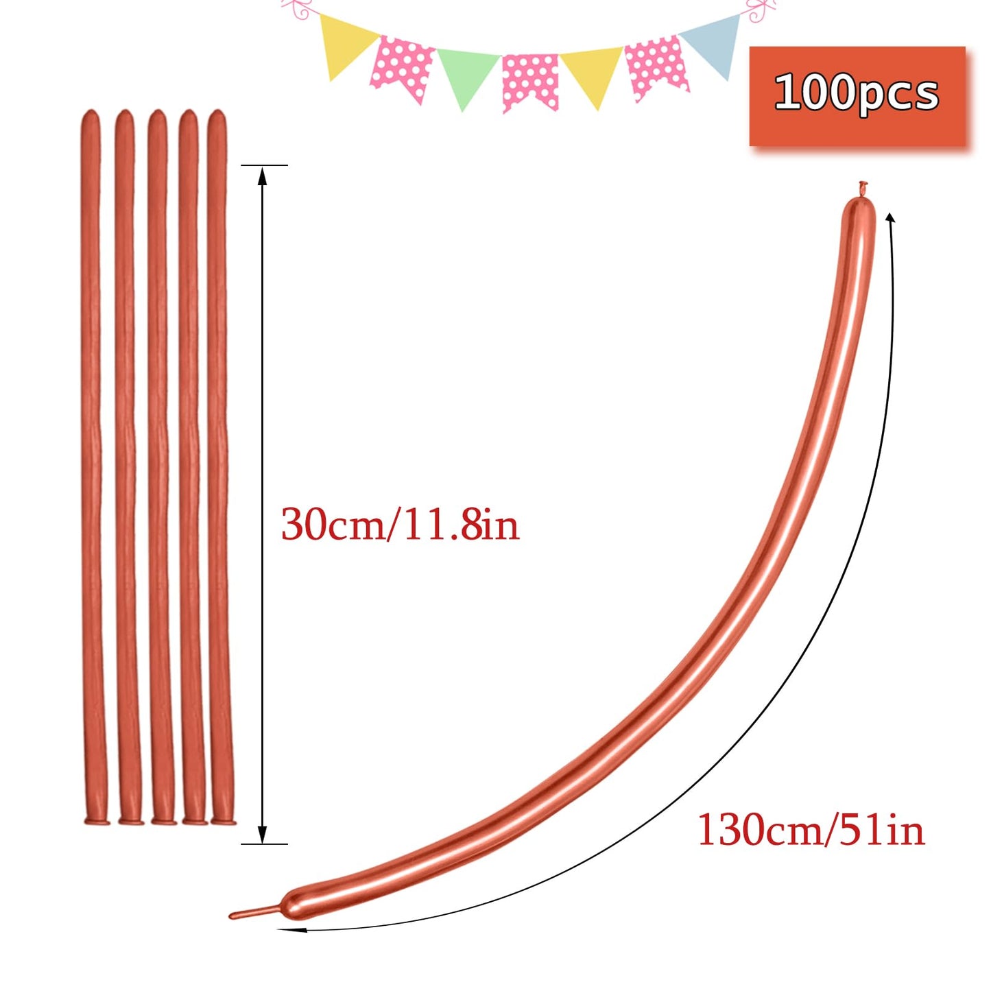 Rose Gold 260 long balloons 100 Pack Metallic Rose Gold Twisting Animal Balloons Modeling Long Magic Balloons for DIY Animal Model Wedding Birthday Festival Party Decorations（Metallic Rose Gold）