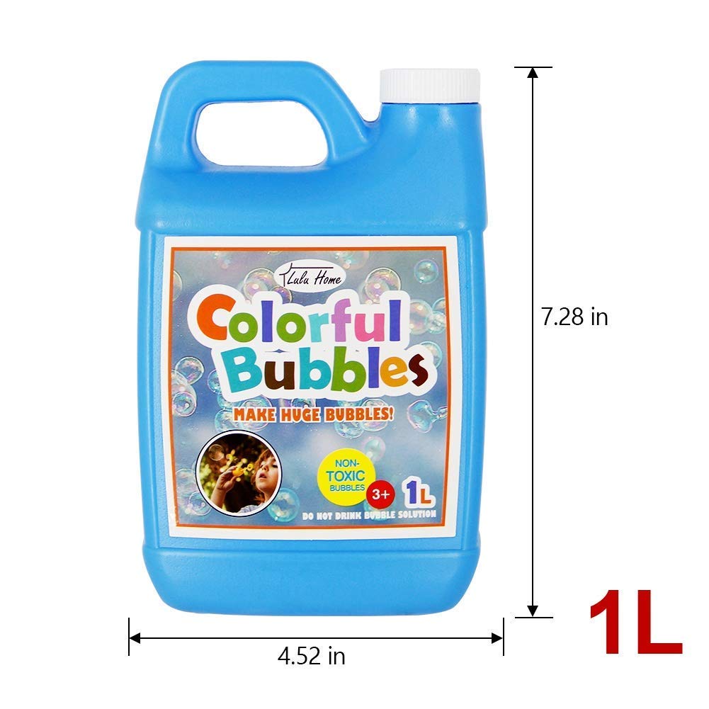 Lulu Home 33.8 OZ/1 L Concentrated Bubble Solution, Refill for Bubble Machines, Giant Wands, and Blowers - Up to 2.5 Gallons for Kids' Birthday Parties