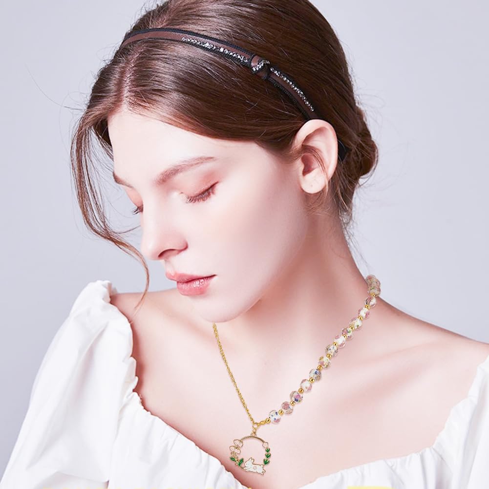 60pcs 9~10mm Rose Lampwork Beads Gold Sand Glass Beads Handmade Flower Glass Beads Round Loose Beads for Rosary Making Jewelry Craft Making with 1.5~2mm Hole - White