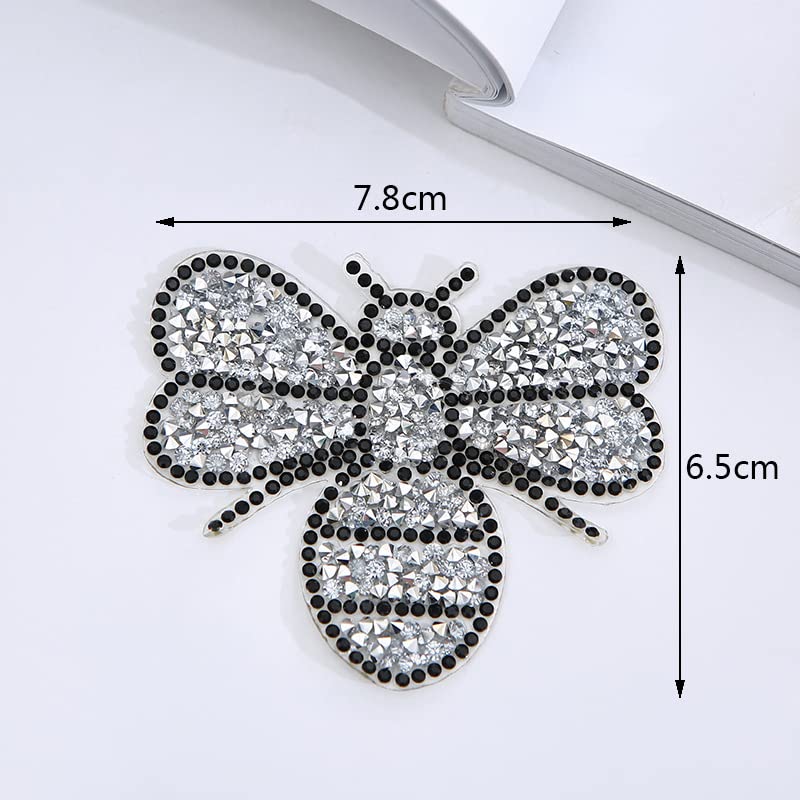 Yazon 4pcs Crystals Bee Patches Iron on Rhinestone Appliques Patch Transfer
