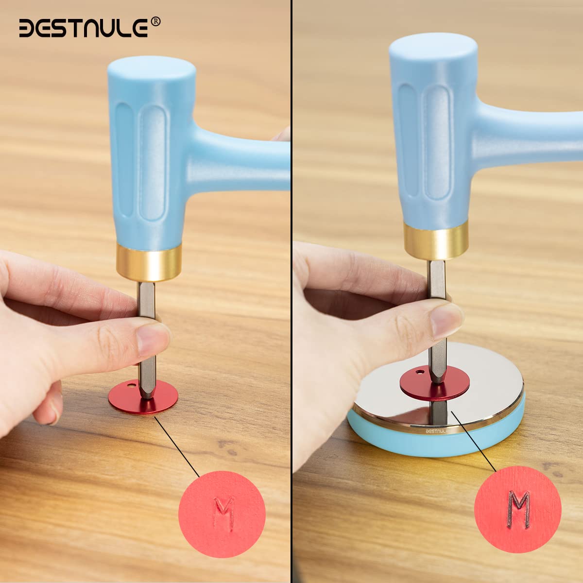 BESTNULE Professional Steel Bench Block, Covered with TPR soft plastic at The bottom, Metal Stamping Table Mirror, Polishing with Chrome Plating for Jewelry Stamping Tools, (Dia: 3”, H: 19/32”)