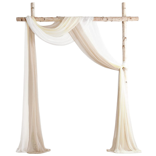 Wedding Arch Draping Fabric 3 Panels 20Ft Chiffon Fabric Drapes Arbor Drapery Wedding Ceremony Reception Swag Decorations (Nude +Cream +White)