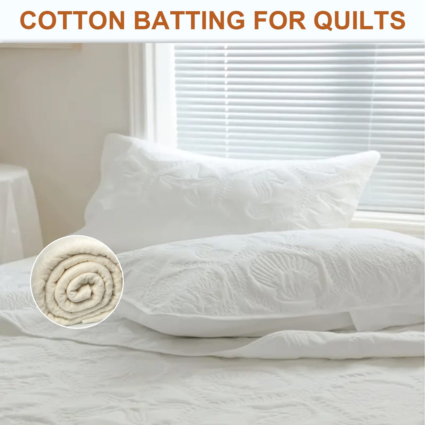 PLANTIONAL Natural Cotton Batting for Quilts: 47-Inch x 59-Inch Light Weight Purely Natural All Season Quilt Batting for Quilts, Craft and Wearable Arts