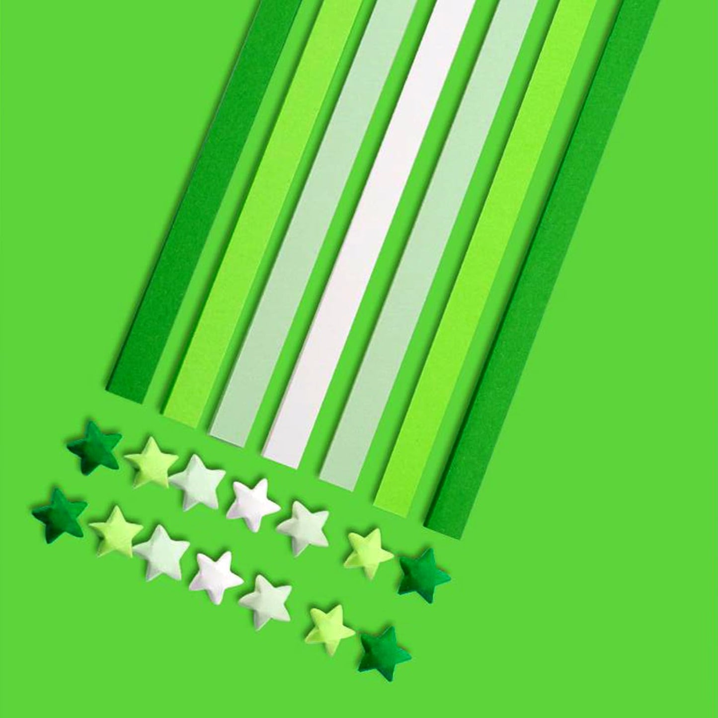 540 star origami strips, handmade paper star green handmade origami