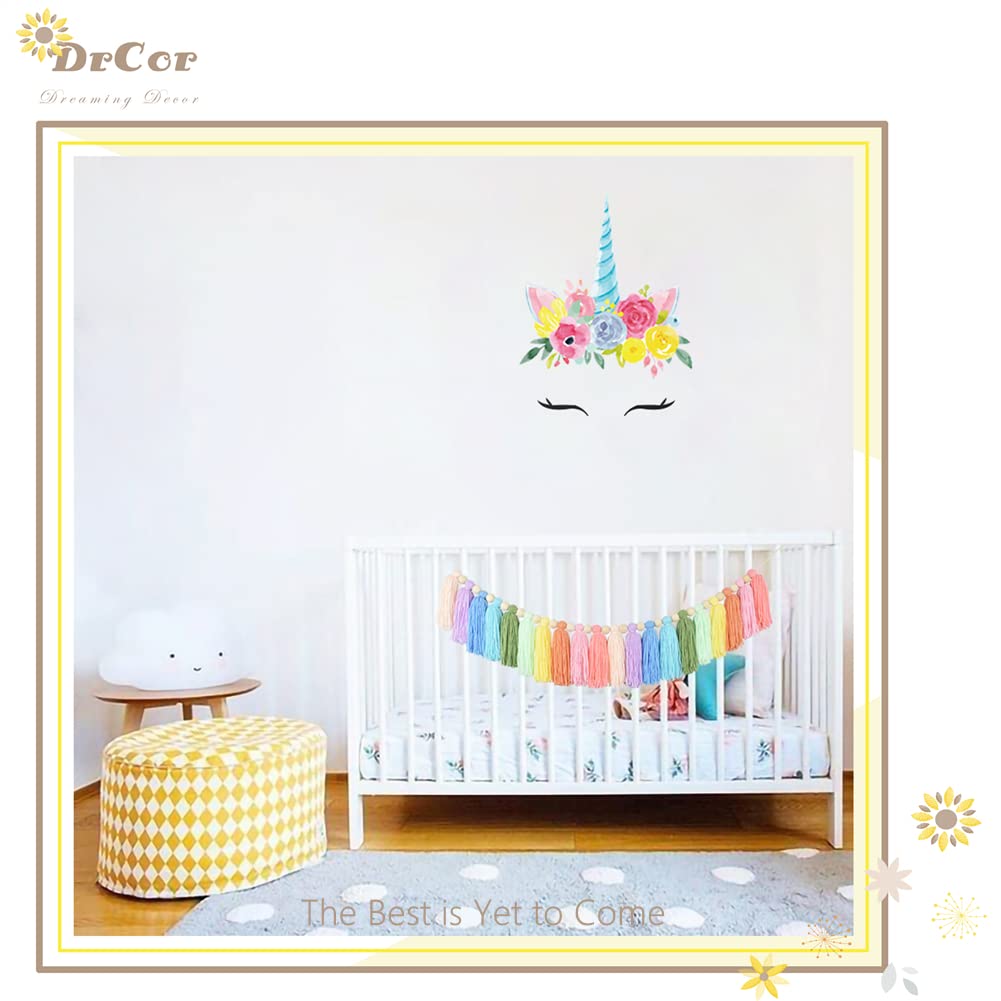 Pastel Rainbow Tassel Garland – Spring Easter Boho Wall Decor for Classroom, Nursery, Kids Room, Baby Shower, Spring Party, Bulletin Board Decorations