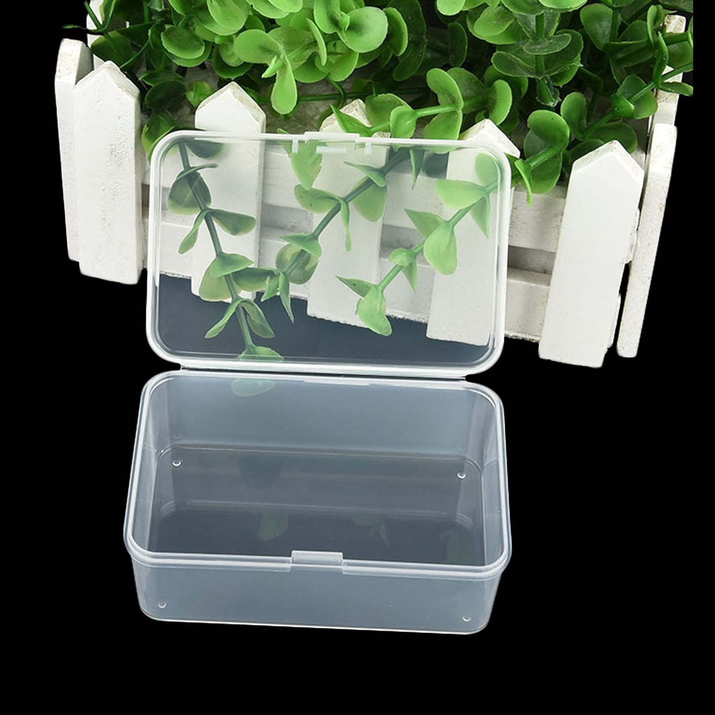 Thintinick 20 Pack Rectangular Clear Plastic Storage Containers Box with Hinged Lid for Beads and Other Small Craft Items (3.35 x 2.17 x 1.38 inch)