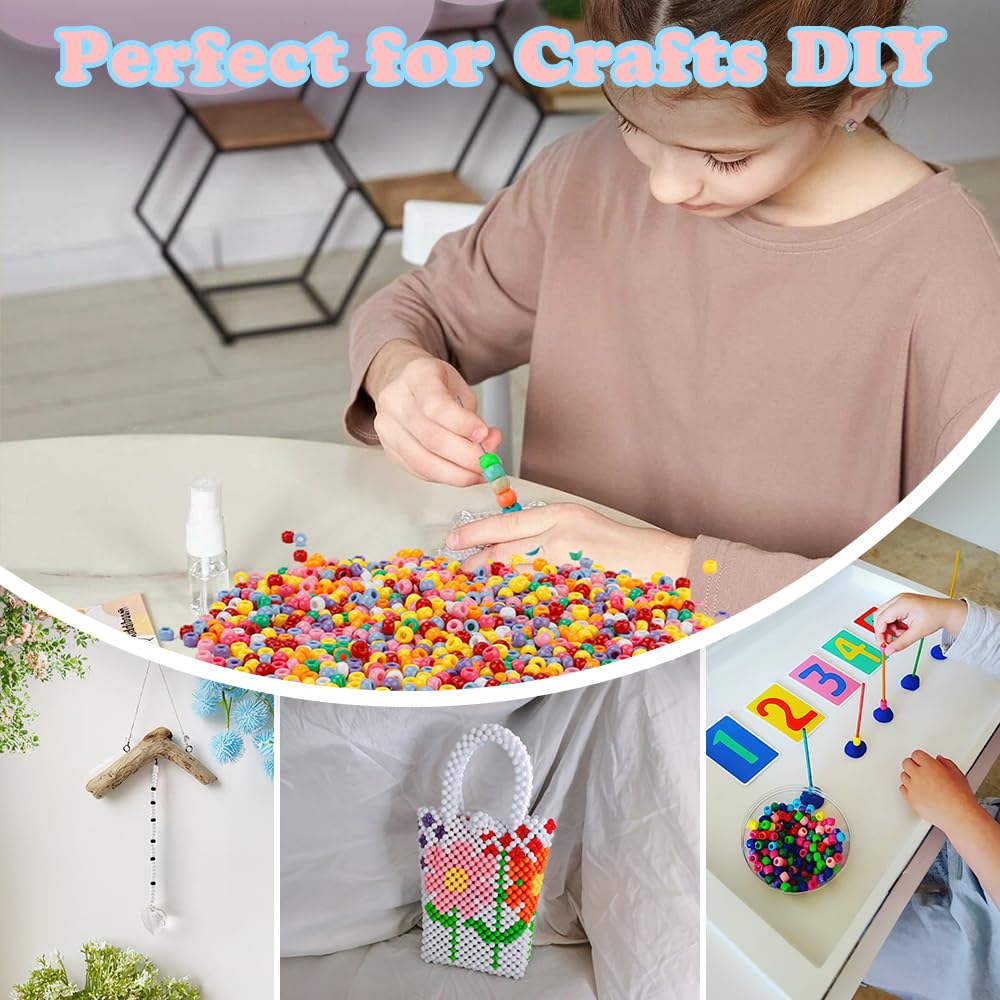 1100pcs Pony Beads,Friendship Bracelet Beads Colored,Beads for Jewelry Making,Hair Beads,Beads for Bracelets Making,Beads for Crafts,Pony Beads Bulk Kandi Beads Cute Small Beads