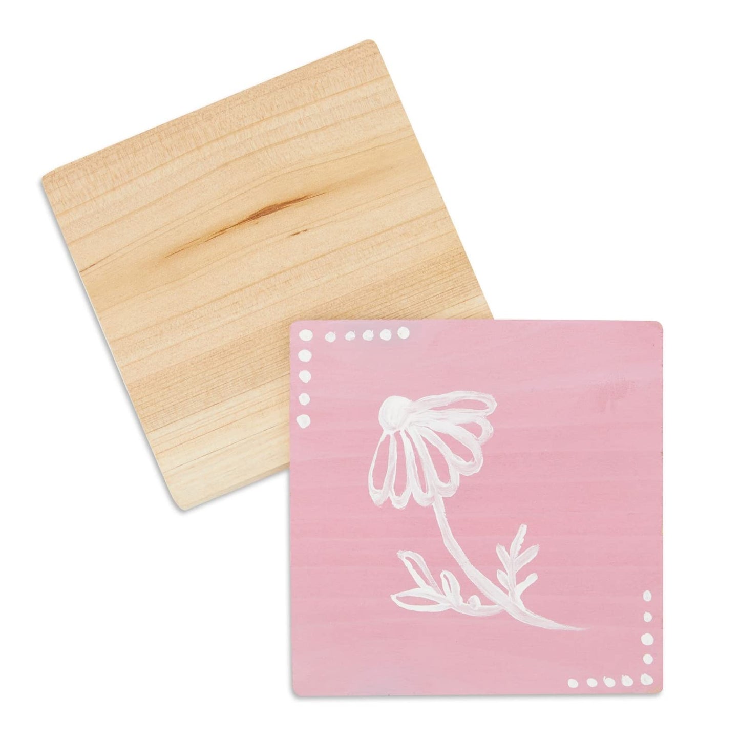 Sustainable Greetings Juvale 12 Pack Unfinished Wooden Coasters, Blank Wood Crafts Squares for DIY with Non-Slip Foam Dots (3.7 in) - Wood Coasters for Crafts