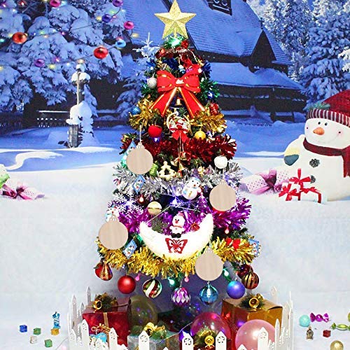 30 Pcs Unfinished Paintable Blank Wooden Christmas Festival Decoration Ornaments, Xmas Tree Hanging Wood Slices for Kids DIY Art Crafts