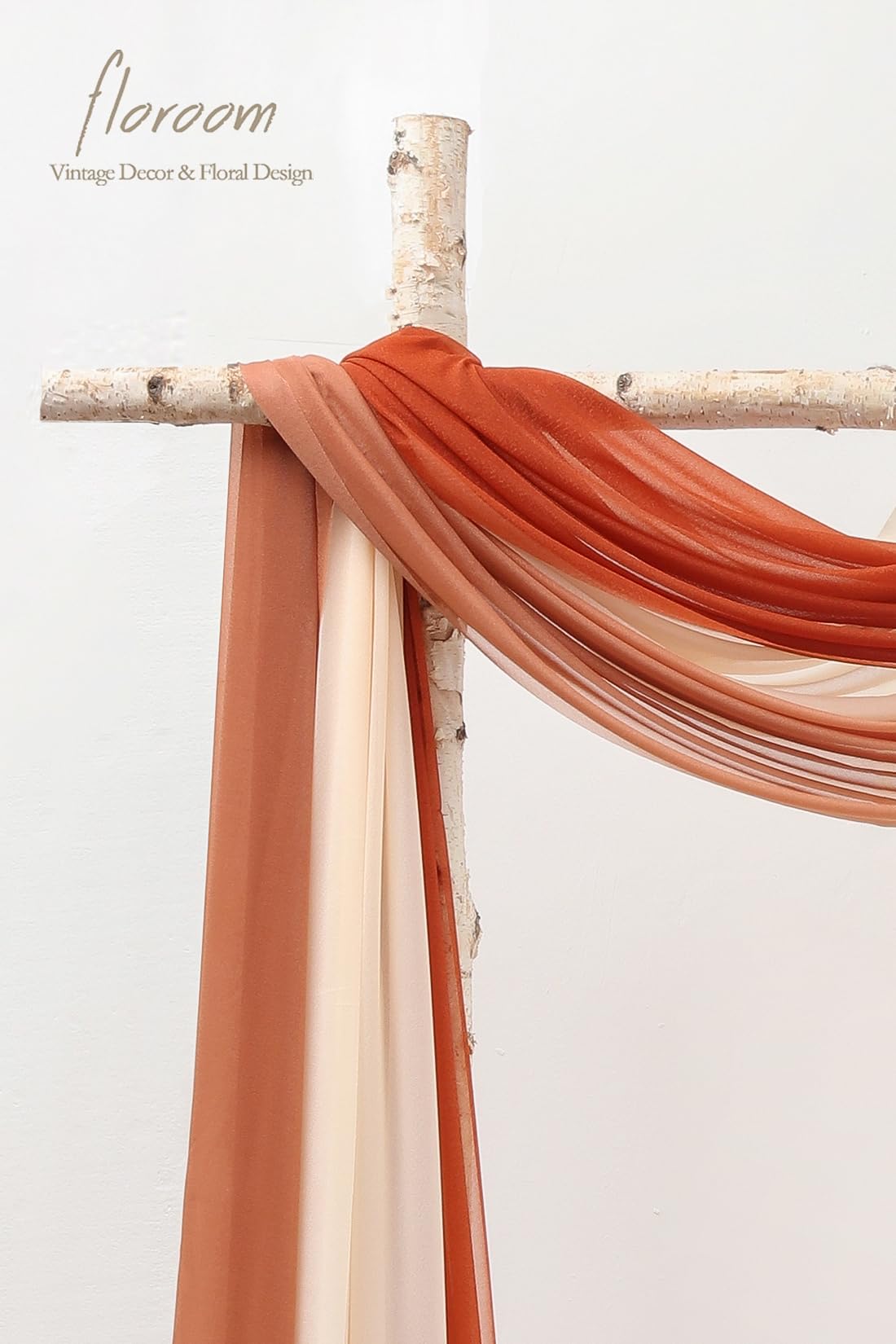 Wedding Arch Draping Fabric 3 Panels 20Ft Chiffon Fabric Drapes Arbor Drapery Wedding Ceremony Reception Swag Decorations (Terracotta +Coral Peach +Peach)