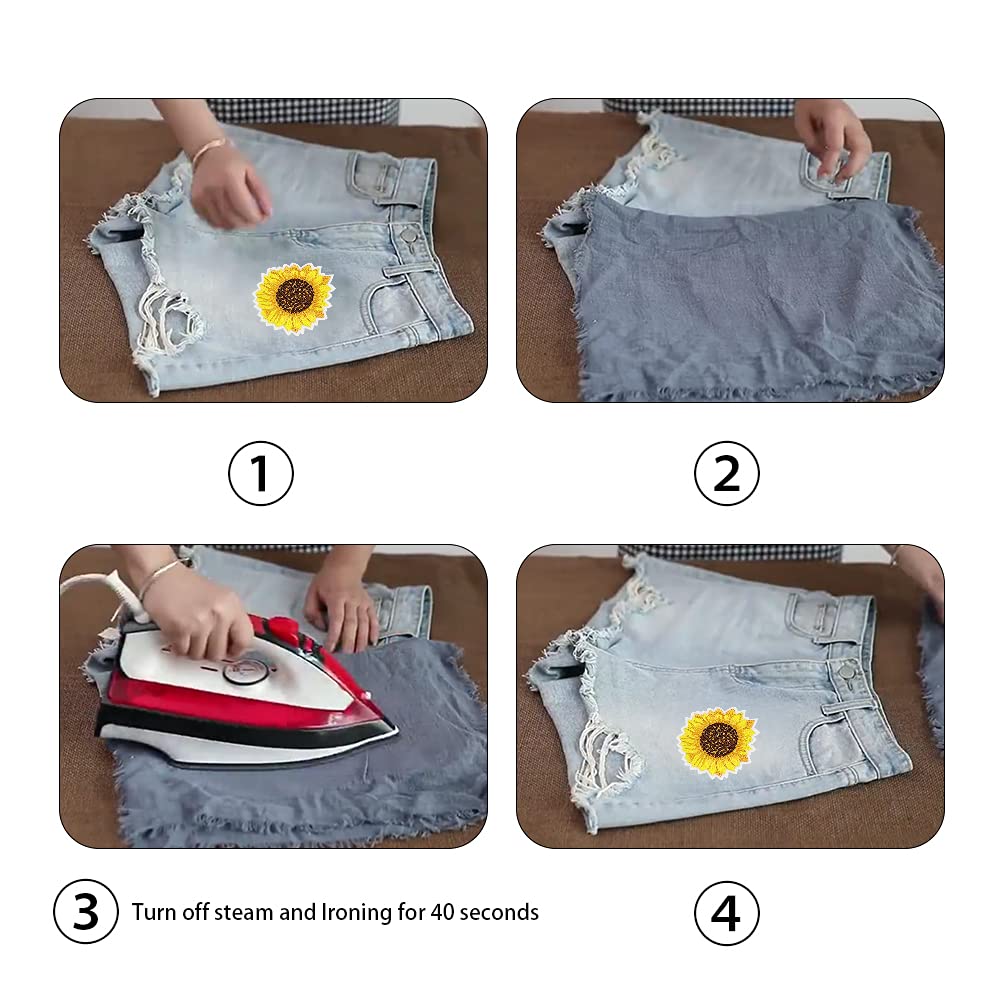 Embroidered Flowers Bee Iron on Patches 36pcs Cute Bumble Sunflower Daisy Patch for Clothing Sew on Embroidered Applique Decoration Sewing Patches for Bags Jackets Jeans Clothes DIY Patches