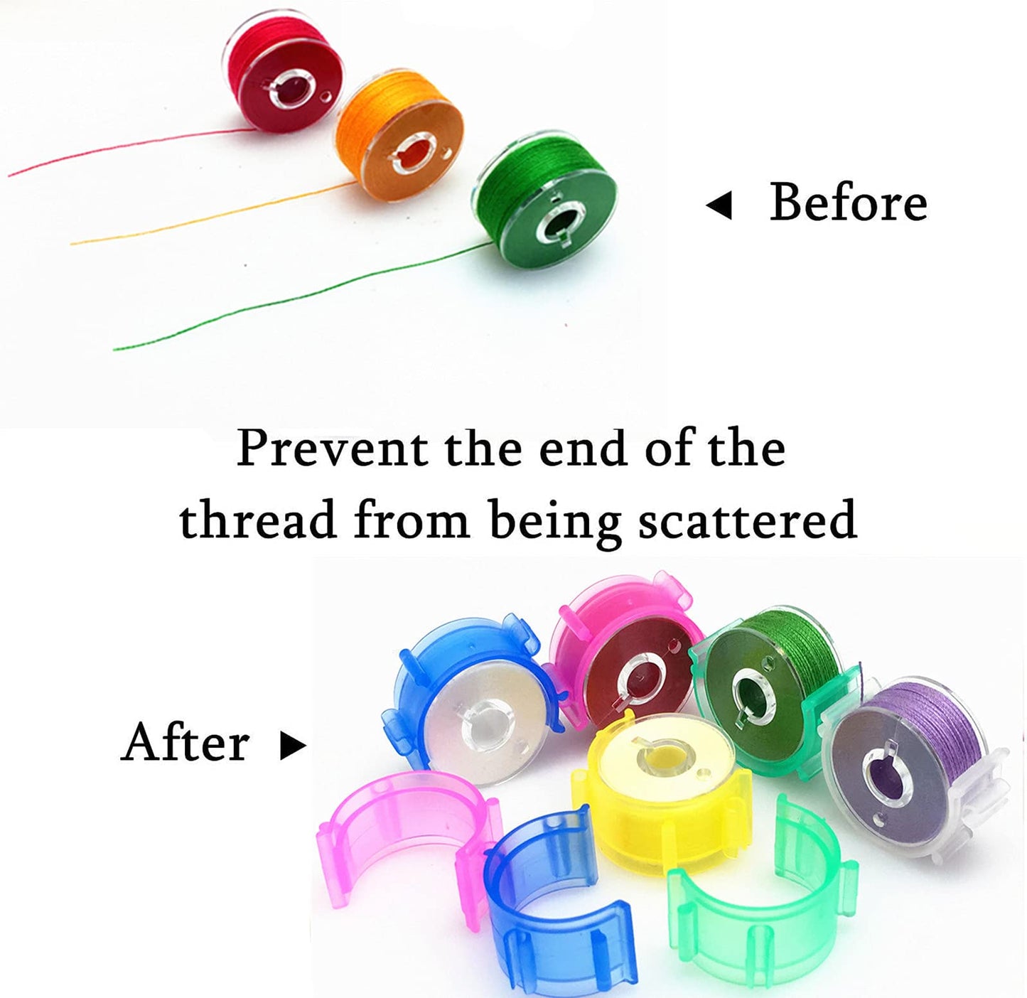 Fbshicung 100 Pcs Sewing Bobbin Clips,Plastic Bobbins Small Clip Accessory Thread Clips Holder Sewing Tool(5 Colors)