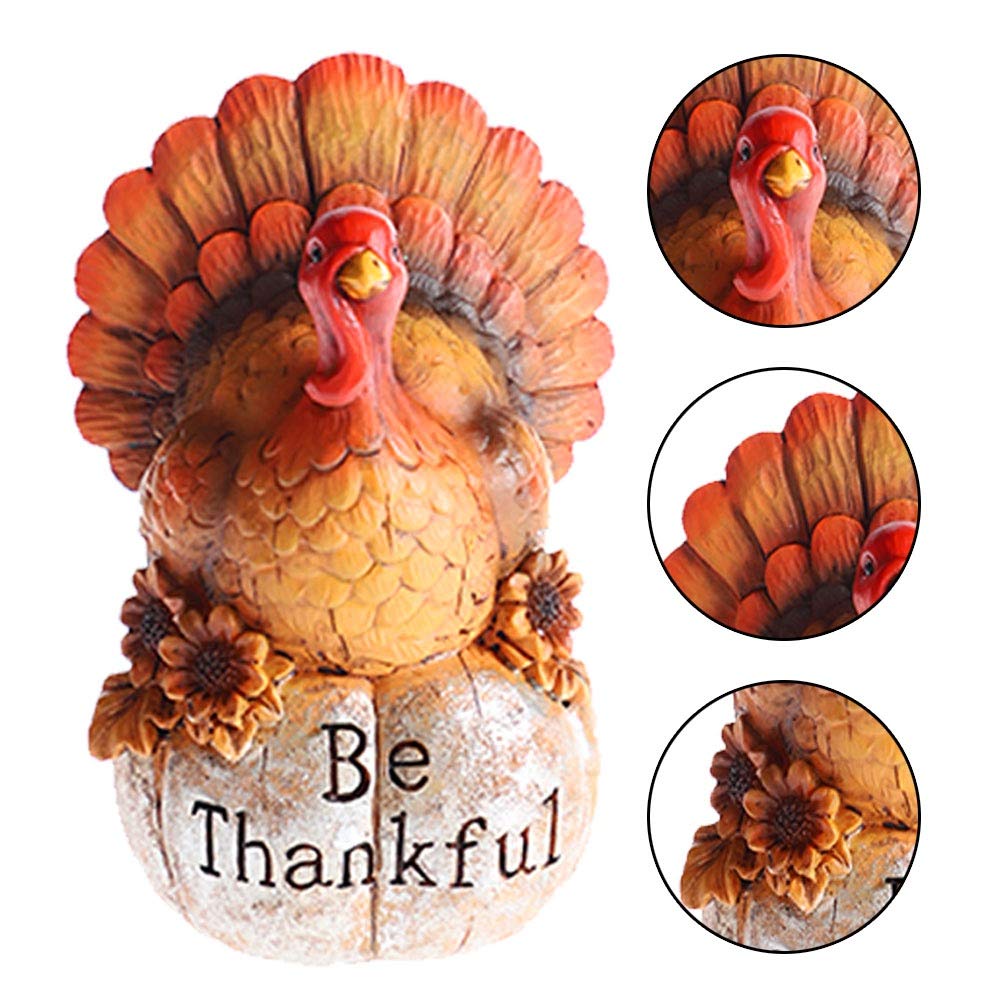 MorTime Thanksgiving Decorations Hand-Painted Turkey Pumpkin, Tabletop Turkey Fall Autumn Decor for Living Room Bedroom Kitchen Thanksgiving Harvest Day