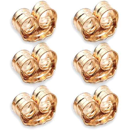 ERT 14K Gold Earring Backs - 6 Piece Replacement Yellow Gold Ear Locking for Stud Ear Rings 3 Pairs