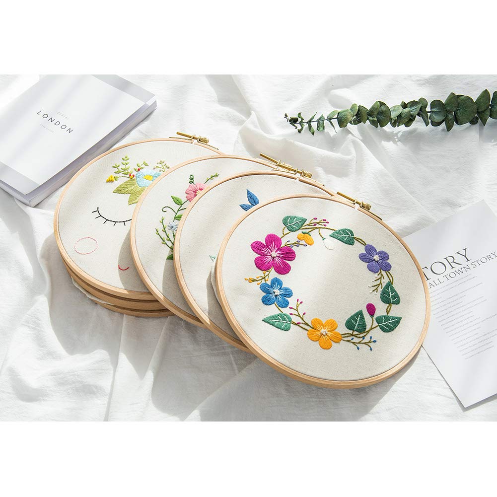 2 Pack 5 Inch Embroidery Hoop, Guofa 13CM Beech Wood Cross Stitch Hoops, Hanging Embroidery Frame Hoop for Decoration