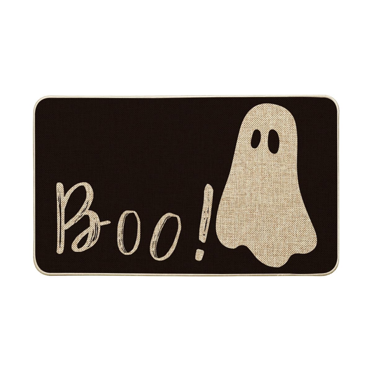 Artoid Mode Ghost Boo Decorative Doormat, Seasonal Fall Halloween Holiday Low-Profile Floor Mat Switch Mat for Indoor Outdoor 17 x 29 Inch