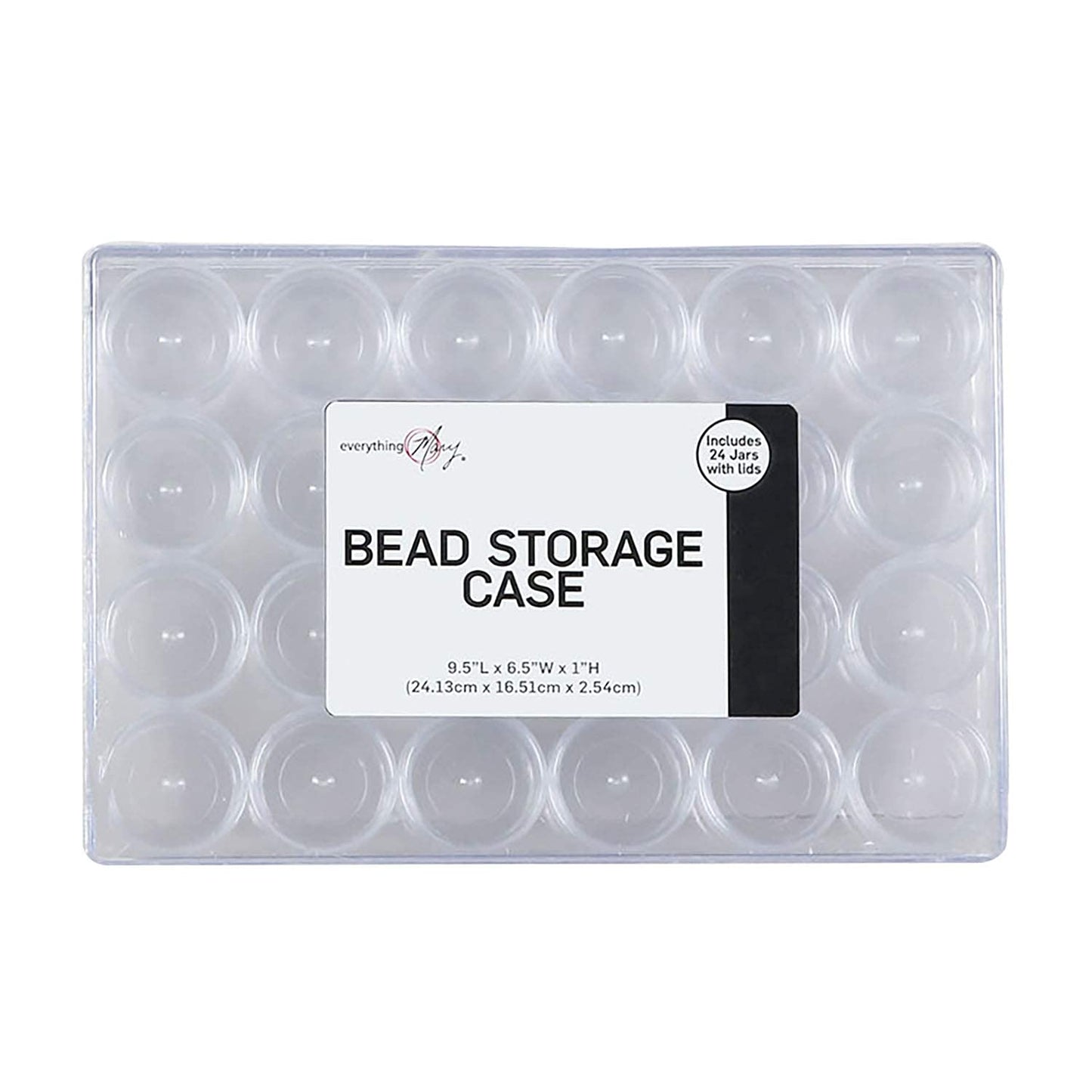 Everything Mary Large Plastic Bead Storage Organizer Box, 24 Jars - Container for Beads & Supplies - Organizers for Craft, Art, & Painting - Plastic Container Case For Organization