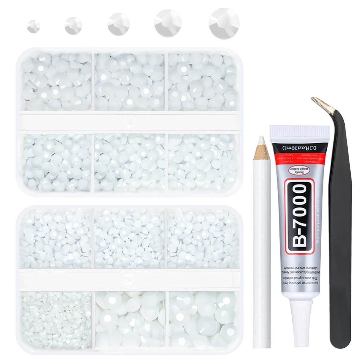 qiipii Pure White Resin Flatback Rhinestones for Crafting 2mm 3mm 4mm 5mm 6mm Solid White Flatback Jelly Stones Gems Diamonds for Face Eyes Makeup Tumblers Mugs Bottles DIY Crafts Clothes Shoes Phones