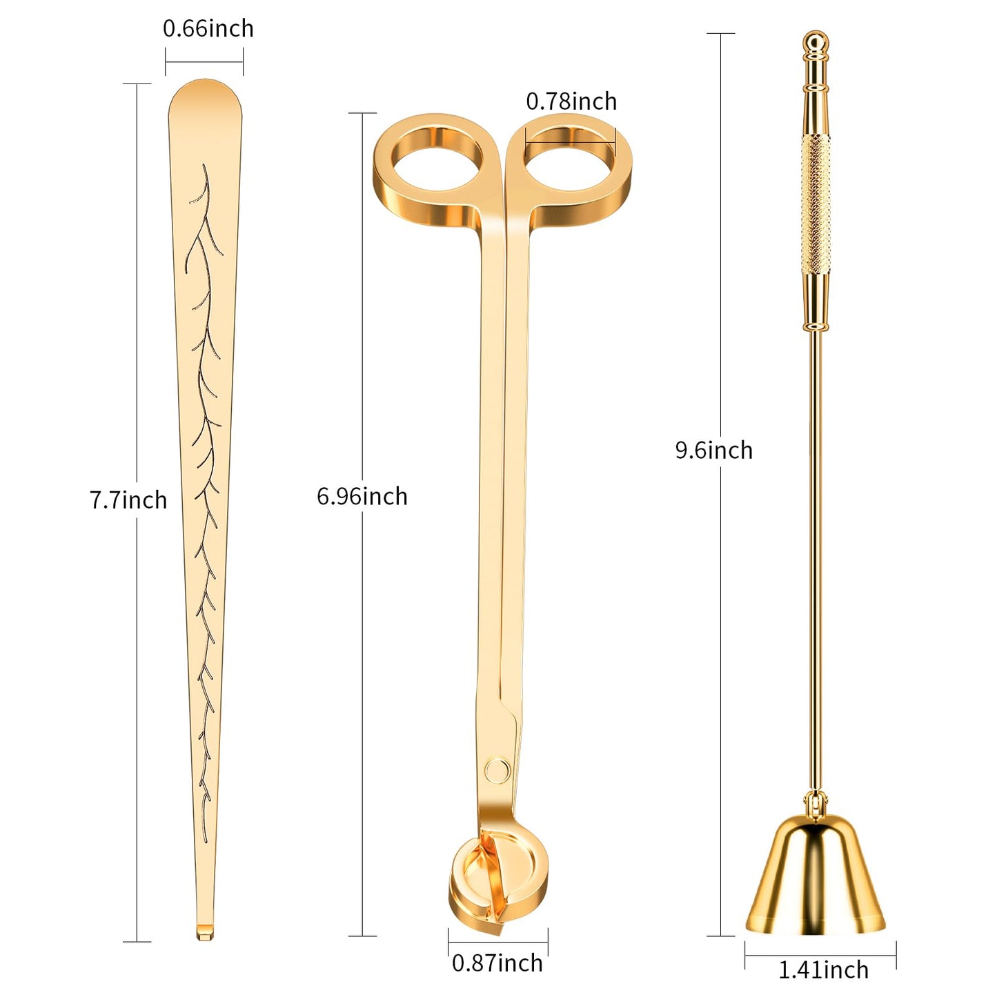 calary Candle Wick Trimmer, Candle Snuffer and Wick Dipper & Candle Accessory Set, 3 in 1 Candle Care Kit for Candle Lover (Gold)