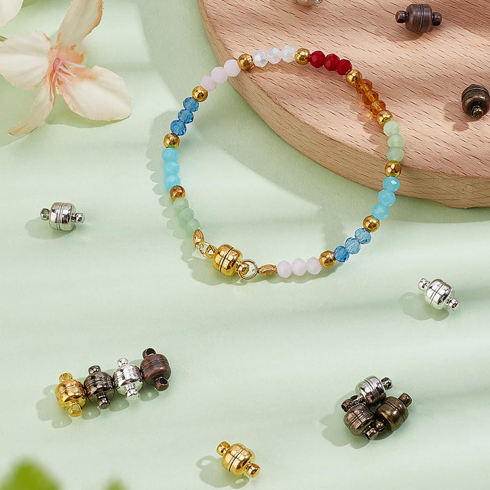 PH PandaHall 100 Sets Magnetic Clasps Mixed Color Necklace Bracelet Clasps Oval Brass Magnet Converter Jewelry Clasp Extenders Locking Clasp for Bracelet Necklace Jewelry Making, 11x7mm