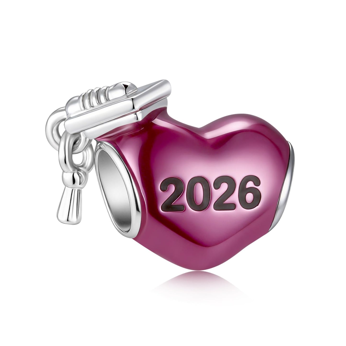 SEVENWELL 2026 Graduation Cap Charm - Heart Bead for Pandora Bracelets & Necklaces - Commemorative Milestone Jewelry Gift for Daughter, Granddaughter, Class of 2026