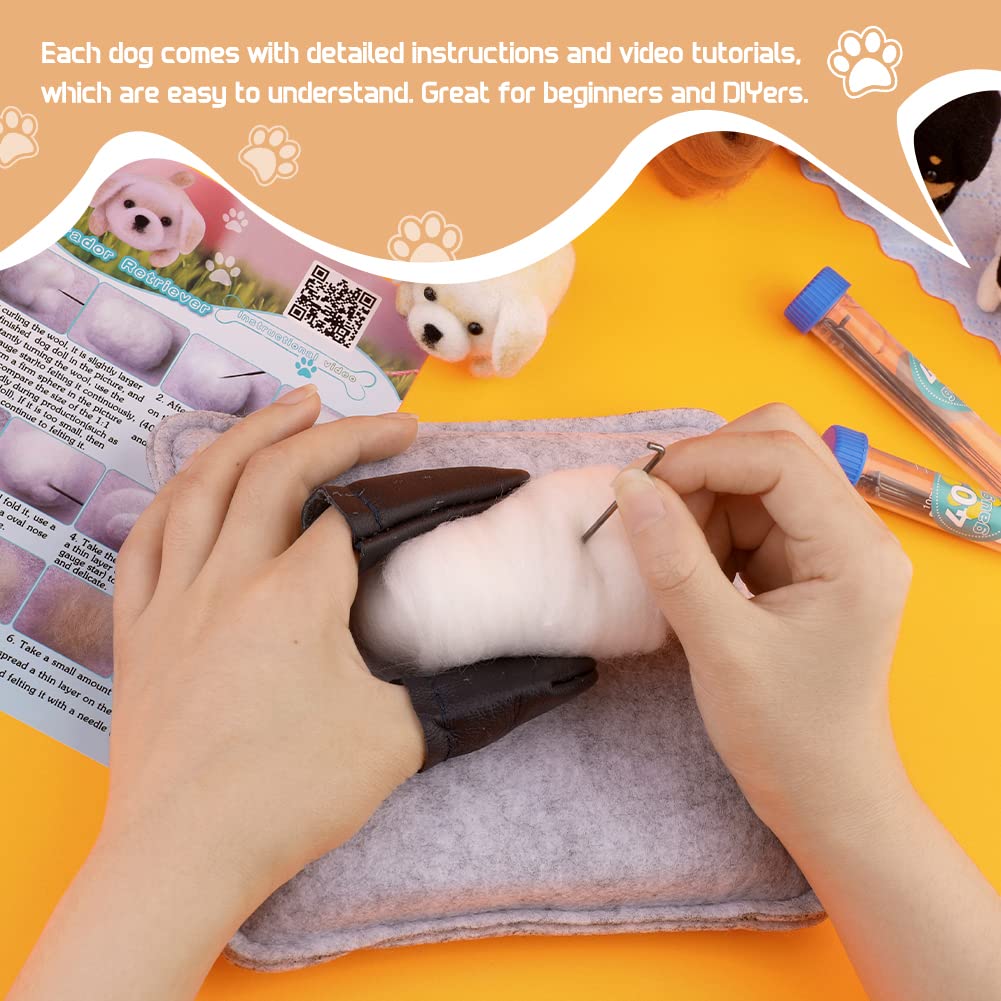 Needle Felt Starter Kit, Needle Felting Kit, Needle Felt Supplies, Wool Felt (Includes Keychain), Needle Felt Pads, Felt Needles, DIY Craft Animal Decor Scissors for Gifts, and Instructions