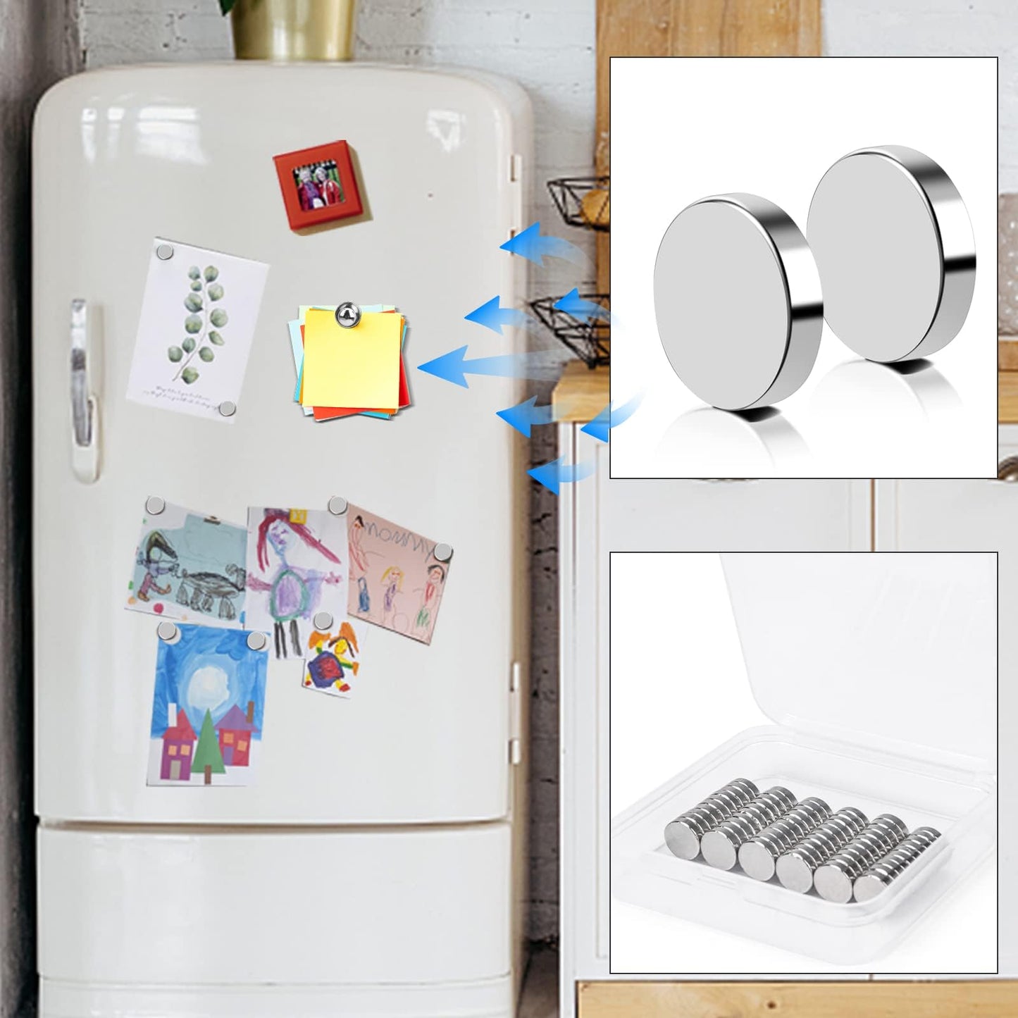 VSKIZ Refrigerator Magnets, 120 Pcs Rare Earth Magnets, Neodymium Fridge Magnet Whiteboard Magnets for Crafts, DIY, Office, Dry Erase Board