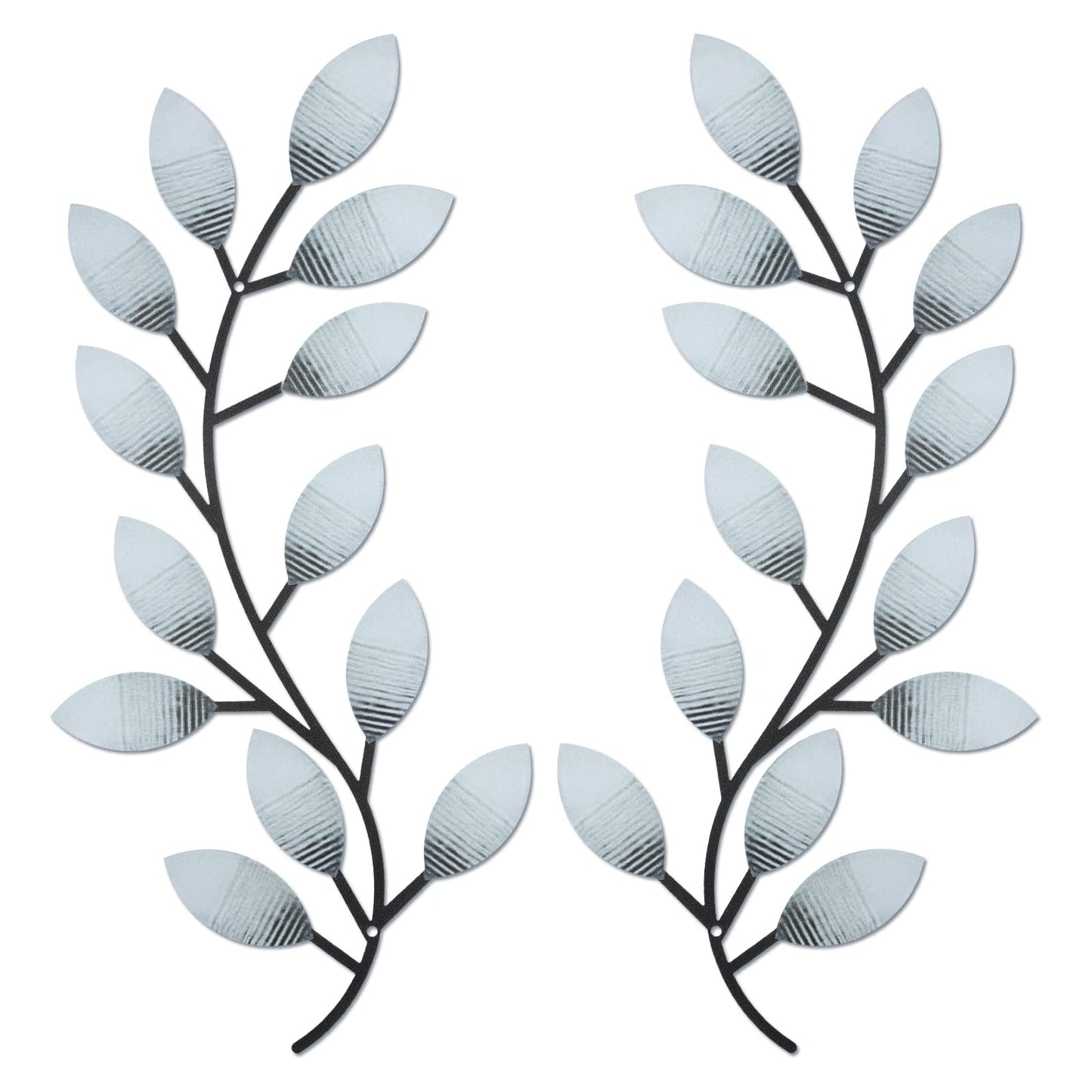 2 Pieces Metal Tree Leaf Wall Decor Vine Olive Branch Leaf Wall Art Living Room, Hallway Wall Decor Outdoor Decoration(Retro White)