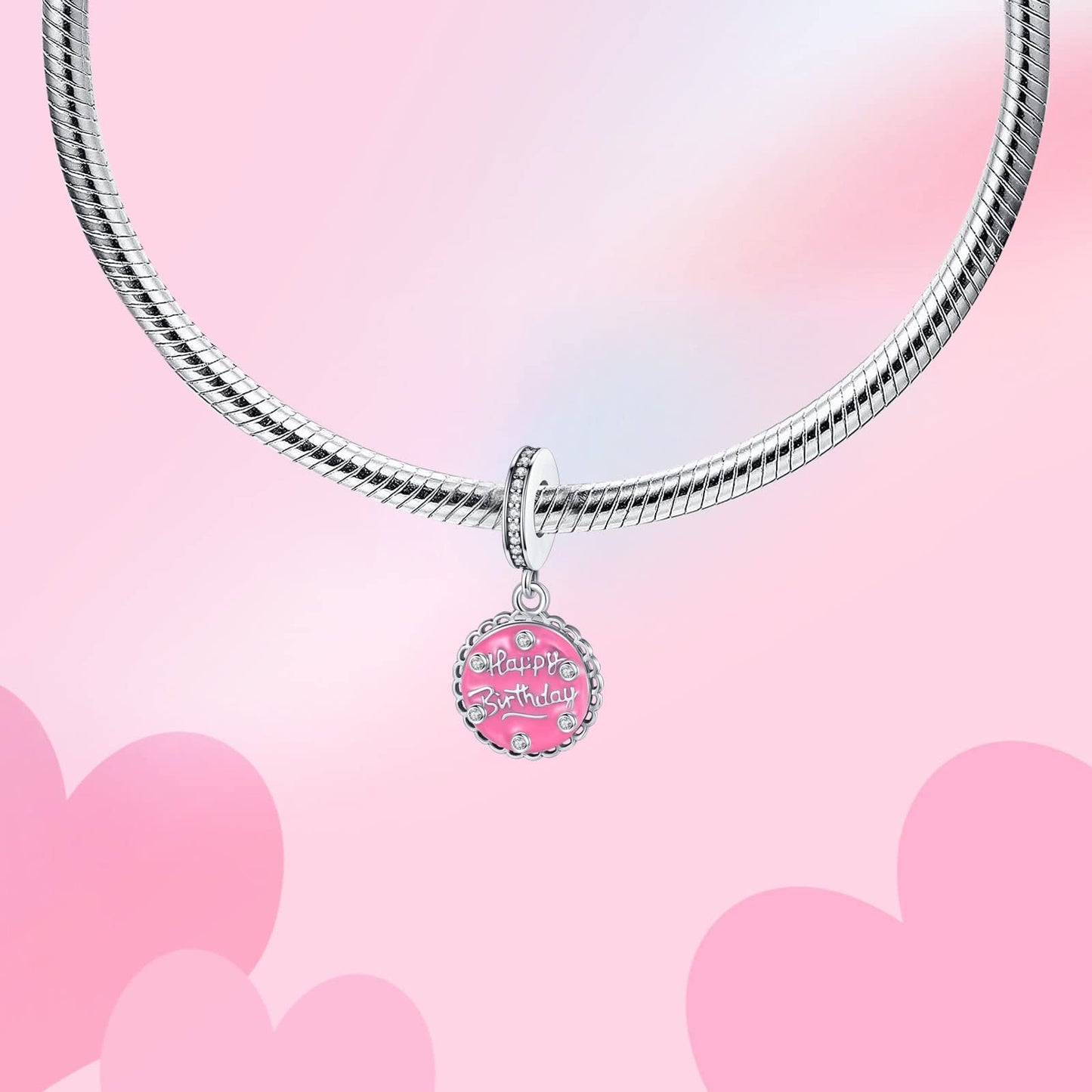 Alstade Happy Birthday Cake Charm 925 Sterling Silver Charms fits Bracelets and Necklace Pendant Bead Charms Jewelry Present for Women Family Friends