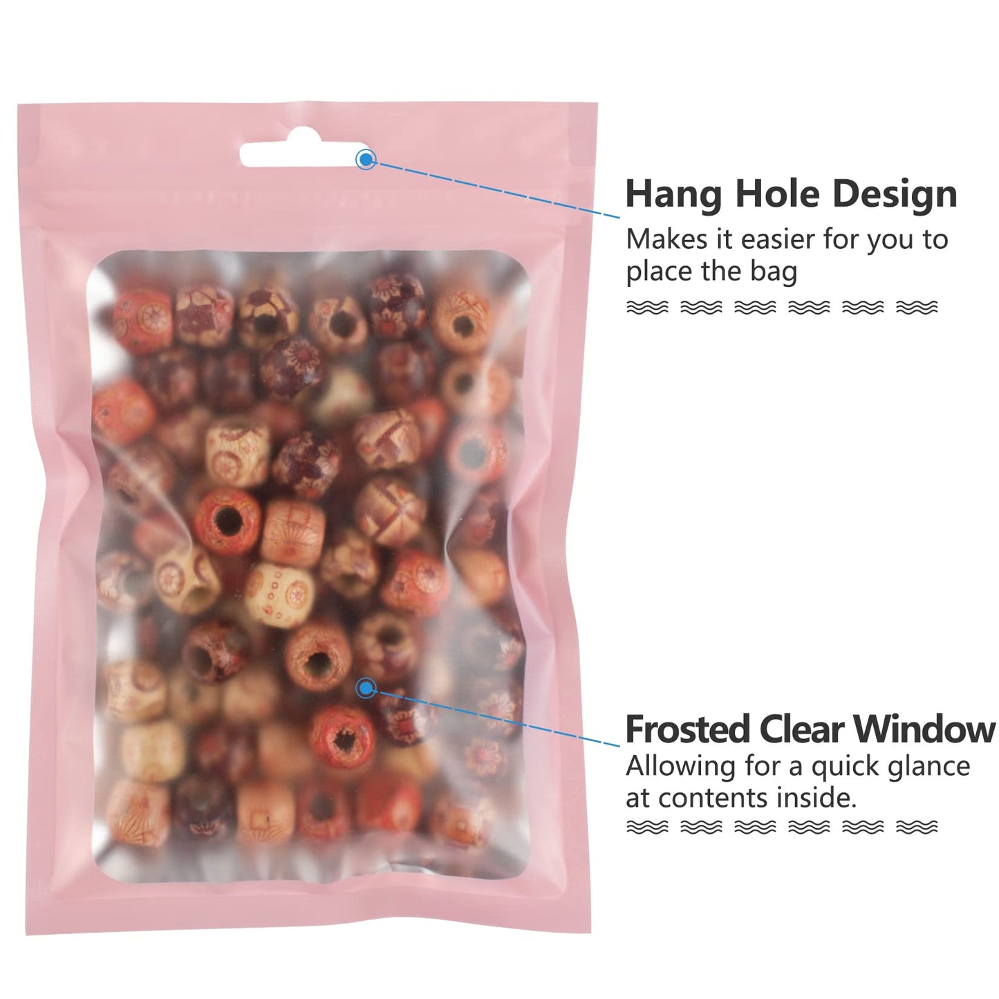 100 Pieces Resealable Mylar Bags with Zip and Clear Window Smell Proof Bags Packaging Bags Foil Pouch Zip Bags for Food Self Sealing Storage Supplies (Pink, 2.75×3.93 inches)