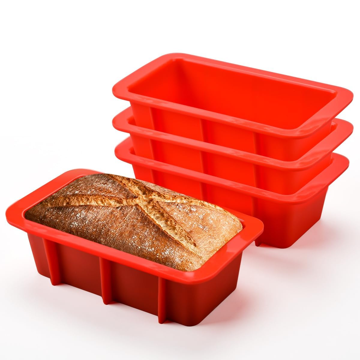 Silicone Mini Bread Loaf Pans for Baking, Small Loaf Pan Set of 4, 2.7x5.4 Inch Nonstick Bread Silicone Molds for Toast, Brownie, Loaf, Cake, Soaps