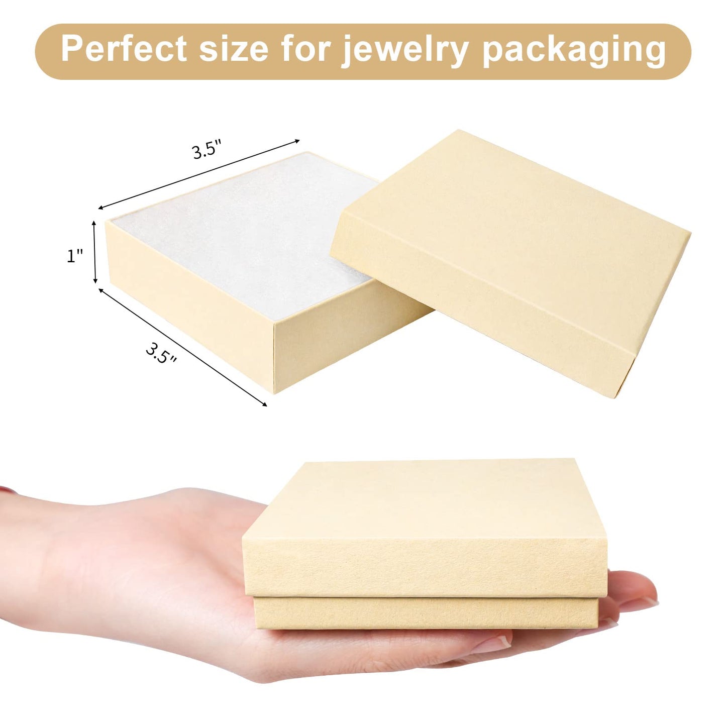 batifine Cardboard Jewelry Gift Boxes, 20 Pack 3.5x3.5x1 Inch, Bulk Cotton Filled Small Jewelry Boxes with Lids for Necklace Ring Bracelet Earring Display Box (Brown)