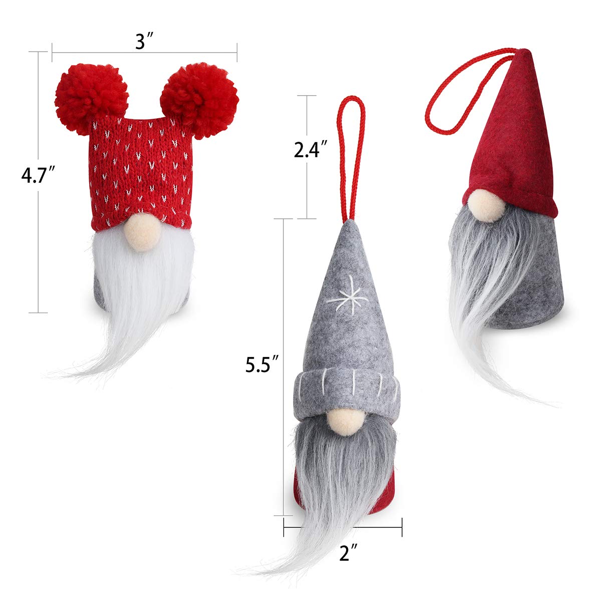 Gnome Christmas Ornaments Set of 6, Handmade Swedish Tomte Gnomes Decorative Ornaments Plush Christmas Decorations Tree Hanging Scandinavian Santa Elf Home Table Decor 2025