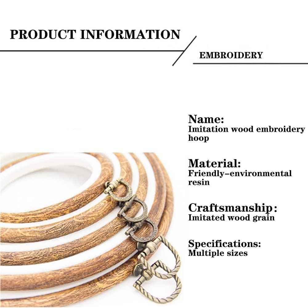5 Pieces 8 Inch Round Embroidery Hoops, Imitated Wood Embroidery Hoop Frames for Display, Durable Cross Stitch Hoop for Hand Embroidery, Fabric Painting & Home Decorations