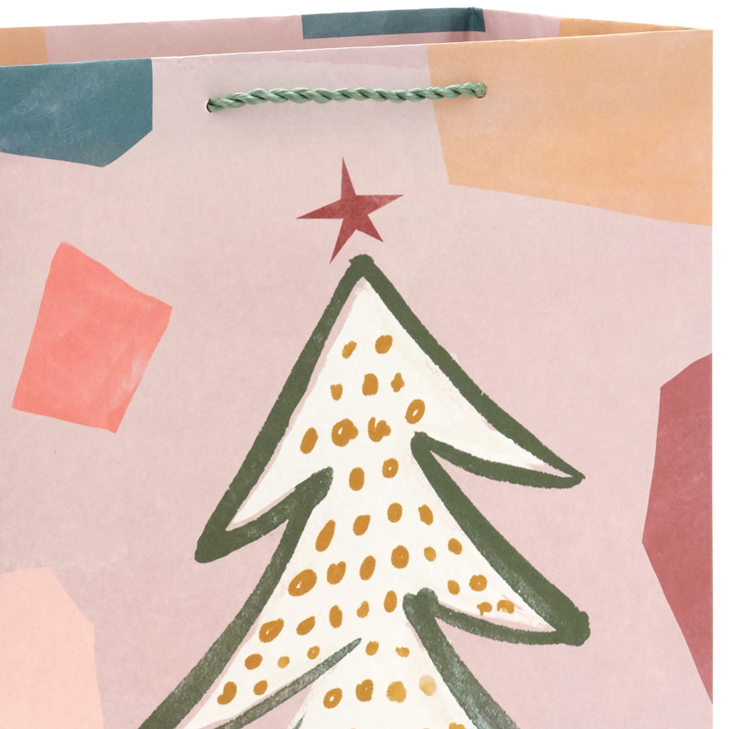 Boho Christmas Gift Bag Assortment (8 Bags: 2 Small 6", 2 Medium 9", 2 Large 13", 2 Bottle Bags) in Pastel Pink, Purple, Hunter Green, White Dove, Snowflakes, Trees