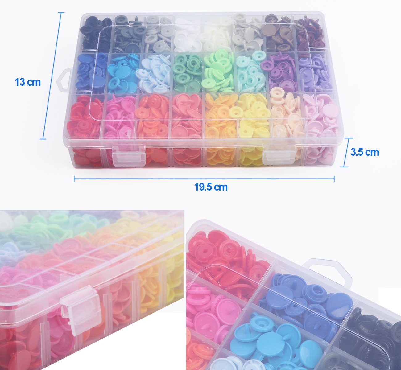 ilauke 408 Sets Plastic Snap Buttons, No-Sew T5 Snaps with Organizer Storage Case for Bibs Diapers Crafts