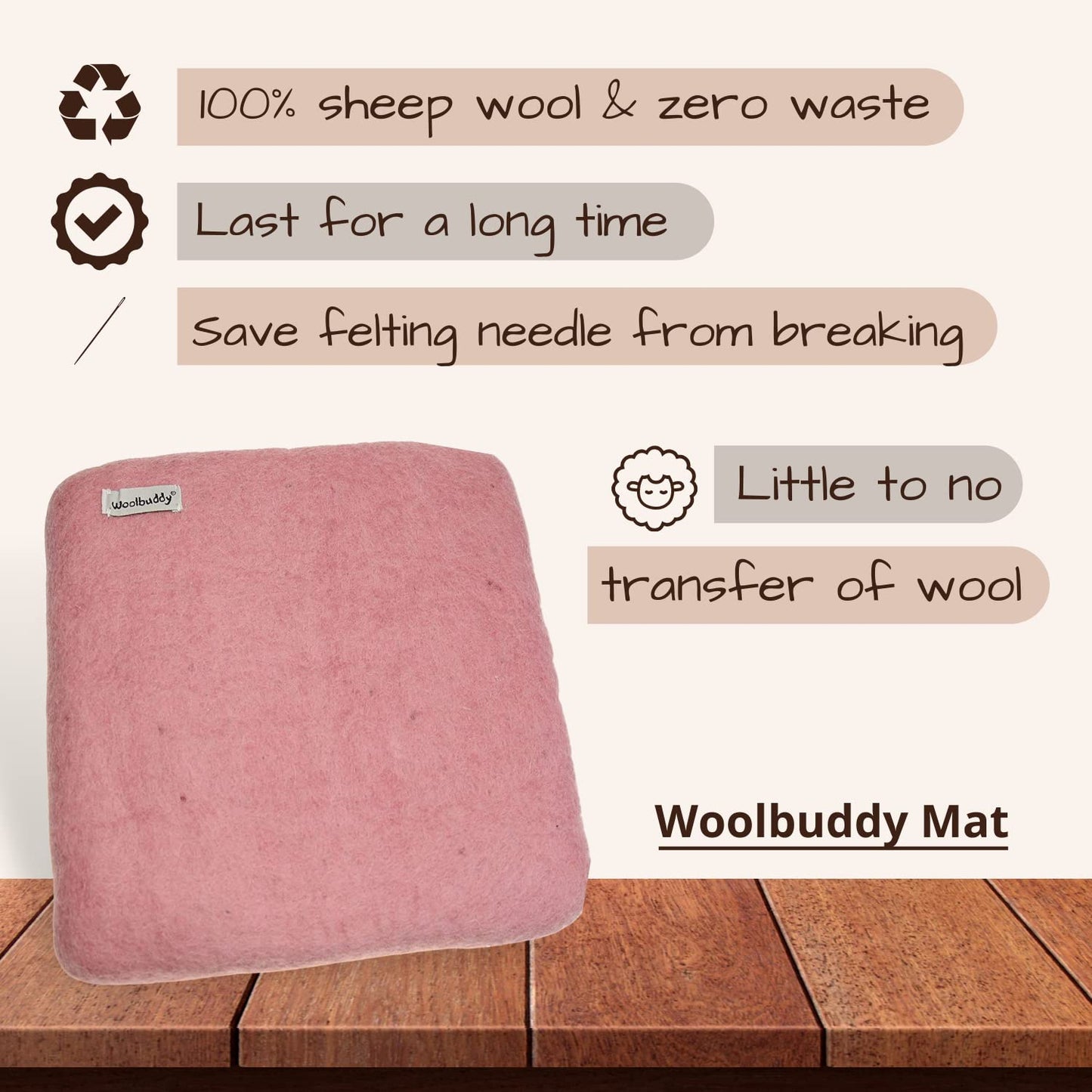 Needle Felting Pad – Pink Wool Mat 10x10x1.5 – Foam Alternative Base for 3D, Wet, & Dry Felting Crafts