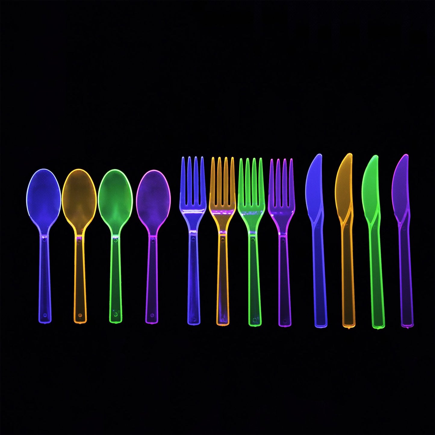 Party Essentials Hard Plastic Cutlery Combo Pack, 64 Place Settings, Assorted Neon Brights,N124890-4,192