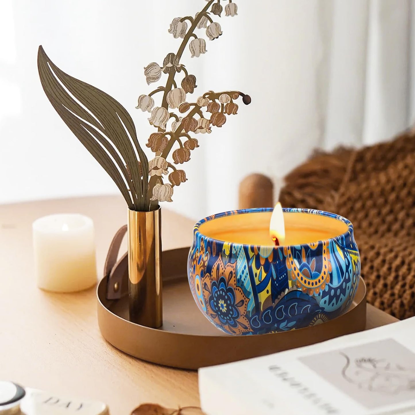 Scented Candles Gift Set for Women, 4 Pack Natural Fragrance Aromatherapy Candles for Home Scented, Long Buring Soy Wax Candles Gifts for Decoration Birthday Valentine's Day