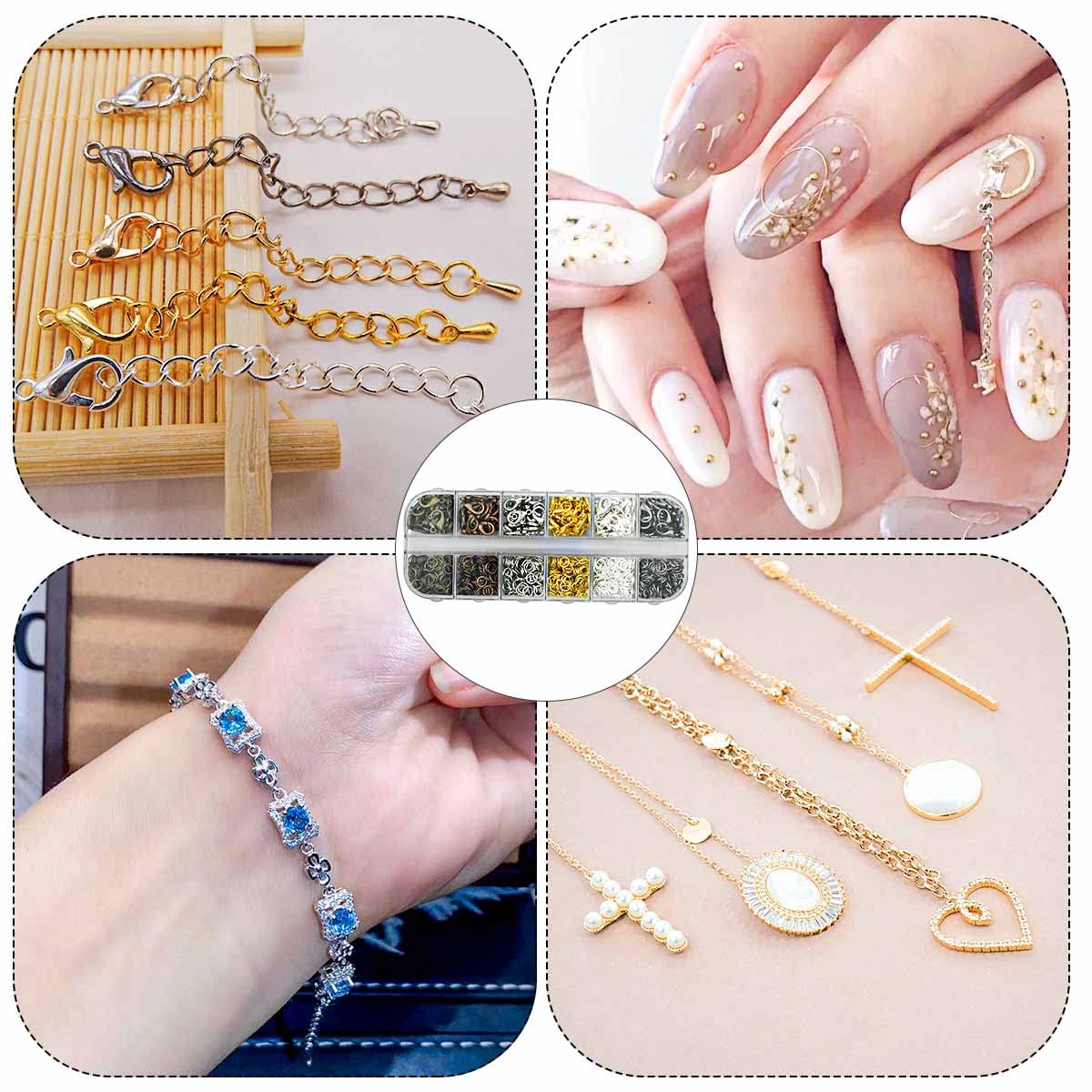 Claw Clasps & Open Jump Rings for Jewelry Making Necklace Bracelet Chain Jewelry Findings Kit Silver Gold Jewelry Ring Clasp Jump Clasp Ring for Jewelry DIY Jewelry Repair Supplies (6 Colors)